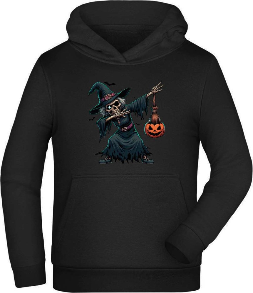 Halloween Hoodie mit Dab tanzendes Hexen Skelett i613